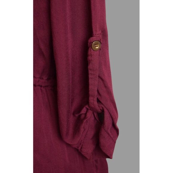 CACHAREL FRENCH MAROON BUTTON FRONT SHIRT DRESS - Picture 6 of 7